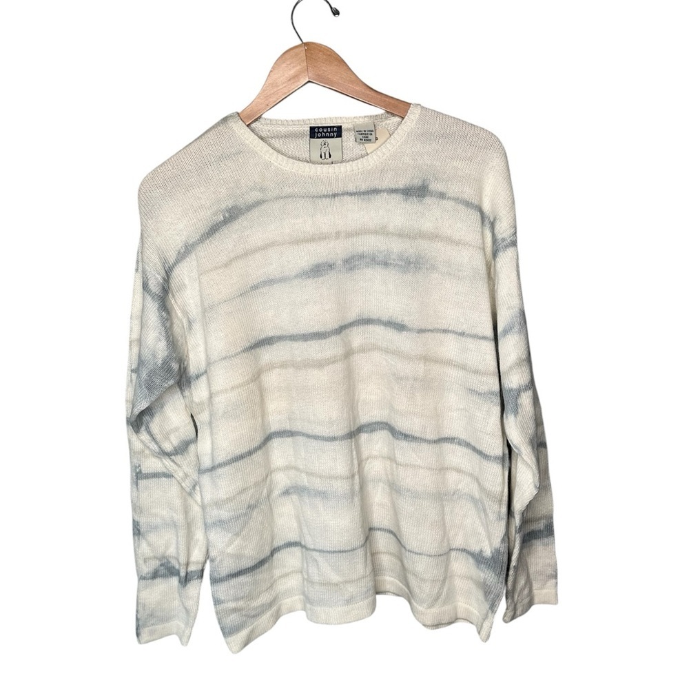 NWT Cousin Johnny x Vintage 90s Watercolor Stripe Cotton Ramie Knit Crewneck